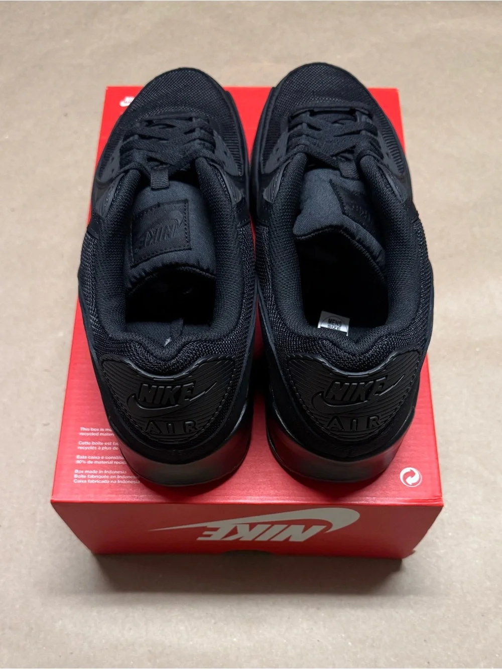 Nike Air Max 90 Triple Black Mens sz 12 Running Shoes NEW!